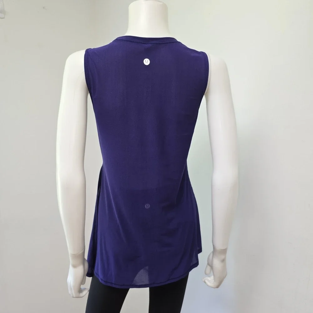 Lululemon Get Low Tank Tie Side Size 4 Mesh Stretch Sleeveless Purple Womens